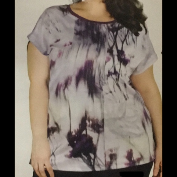 🌟 Full Figure Capsleeve Print Top - Picture 1 of 6